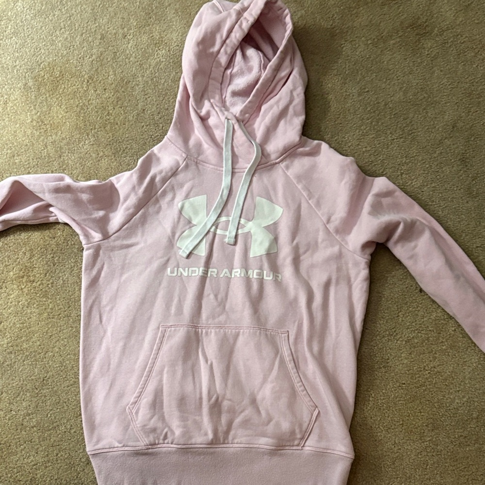 Under Armour Light Pink Hoodie with White Logo